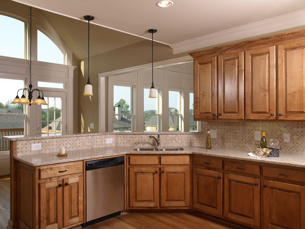 Luxury Model Home Maple Kitchen with window 2